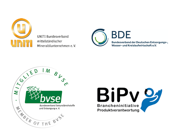 Partnerlogos der Verbände UNITI, BDE, bvse und BiPv